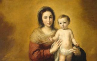Maria tiene il bambino Gesù in braccio