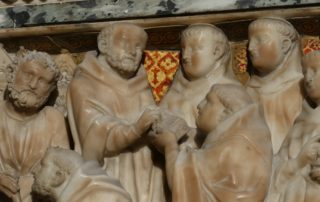 Dettaglio dell'Arca di San Domenico: San Domenico riceve la professione all'ordine di un frate